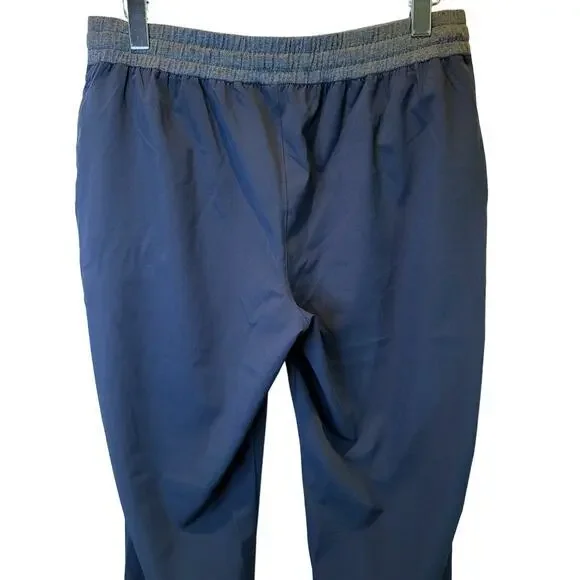 RBX Jogger Workout Pants Womens Large Pull-On Woven Navy Blue‎ Gray Drawstring - Picture 5 of 8